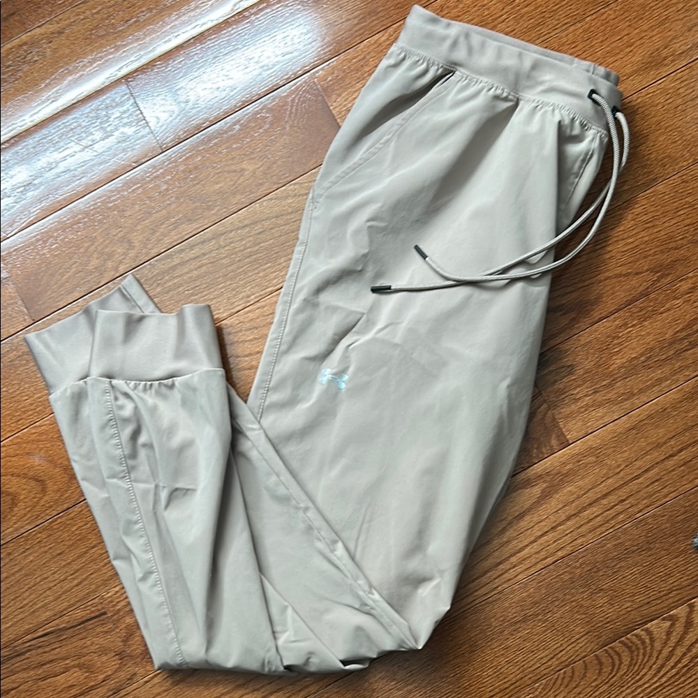 Under Armour Tan Track Pants with Elastic Cuffs